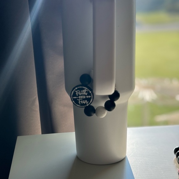 (2/$18)Faith over Fear Cup Charm with White Marble beads - Picture 3 of 3